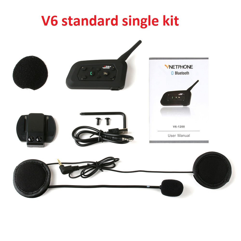 Vnetphone V6 BT interphone bluetooth motorcycle helmet intercom