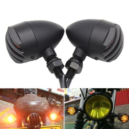 2PCS Metal Grill Bullet Style Motorcycle Turn Signal Lights Flashers Indicators For Honda Yamaha Kawasaki Suzuki Ducati Harley