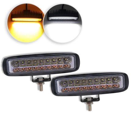 LED Light Bar 6 inch Dual Color Led Pods Off-Road Amber Light Bar