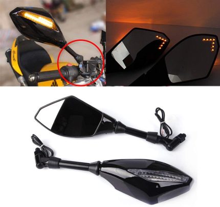 Universal Motorcycle Side Mirrors with Front and Rear Indicators