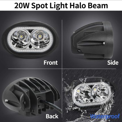 KMM Dual Halo LED Light With Blue Halo Ring DRL Neon