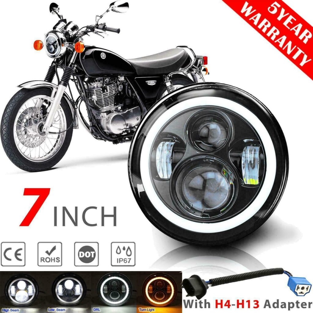 7″ inch 4 Projector Neon LED Headlight DRL Angel Eyes for Harley