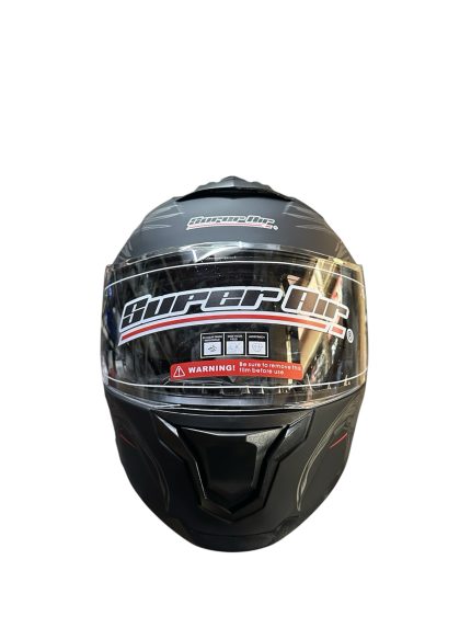 Super Air Helmet SP-912 Guardian Angel Matt Black with Red Uplift Dual Visor DOT Approved SP 912 Removeable Padding With Spoiler SP912