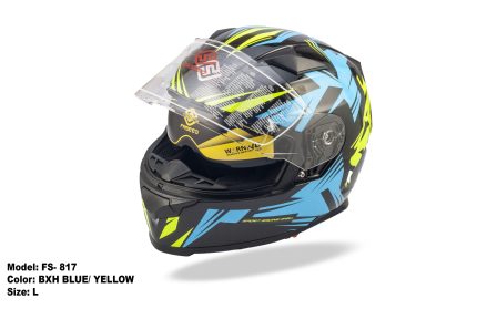 FASEED FS-817 BXH Glossy BLUE YELLOW Full Face Dual Visor Pinlock Ready Motorcycle Helmet