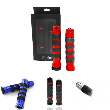 Universal Rizoma Rubber Aluminum Motorcycle Handle Bar Soft Grips Throttle Grip CNC B-45 7/8" 22mm - Black