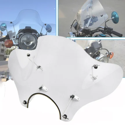 Harley Davidson Style Windshield WS03 – Chopper Cruiser – GS150 YBR – Wind Deflector – 7 to 8 inch Headlight